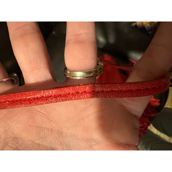 Jimmy Choo Tita Red Snakeskin Woven Fringe Crossbody/Clutch RARE - Picture 7 of 14